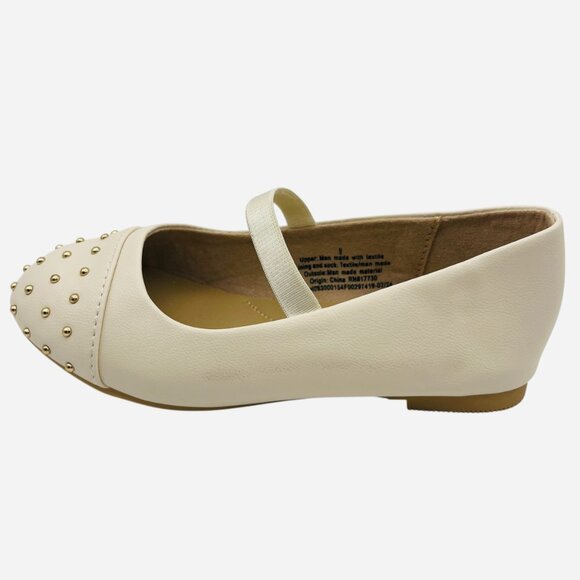 Toddler Girls' Ballet Flats Studded Toe Slip On Gold Beads Cat & Jack Size 9 - Picture 3 of 5